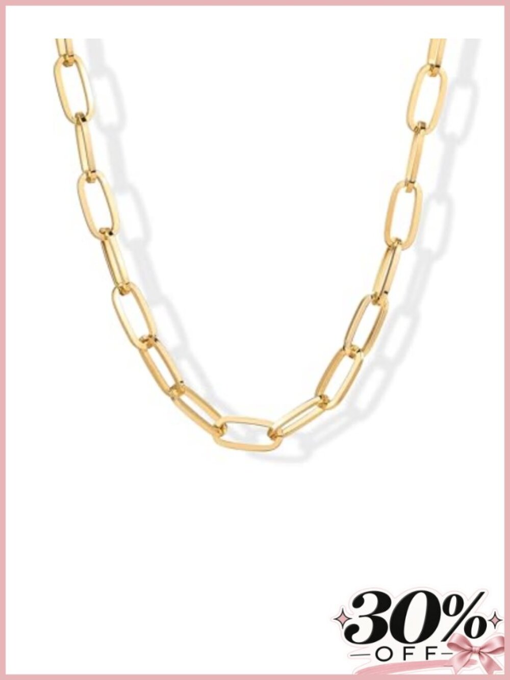 14K Gold Plated Chunky Paperclip Chain Choker Necklace for Women